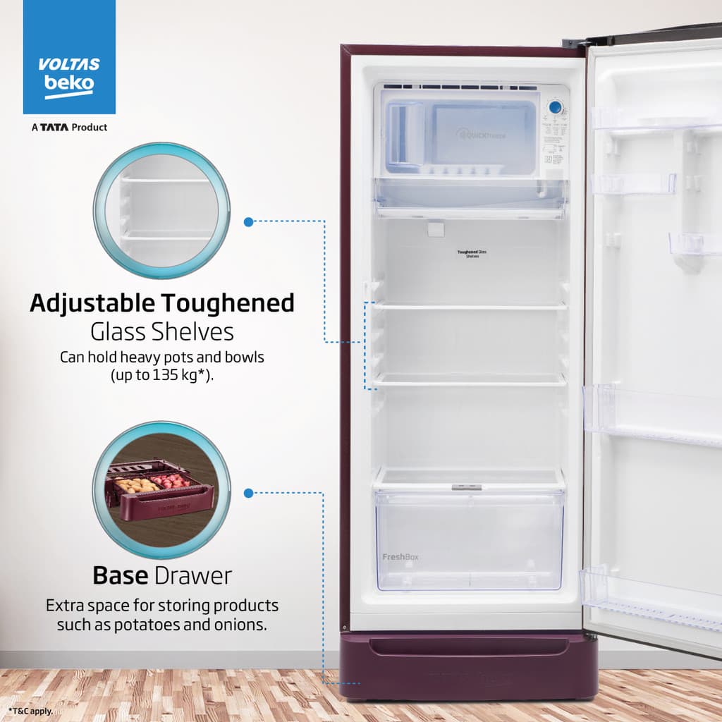 Voltas Beko 183 L Direct Cool Single Door 5 Star Refrigerator