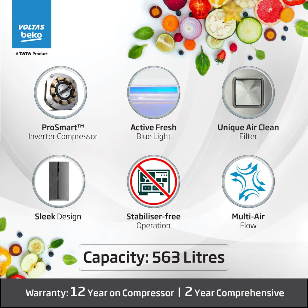 Voltas Beko 563 L Frost Free Side by Side Refrigerator