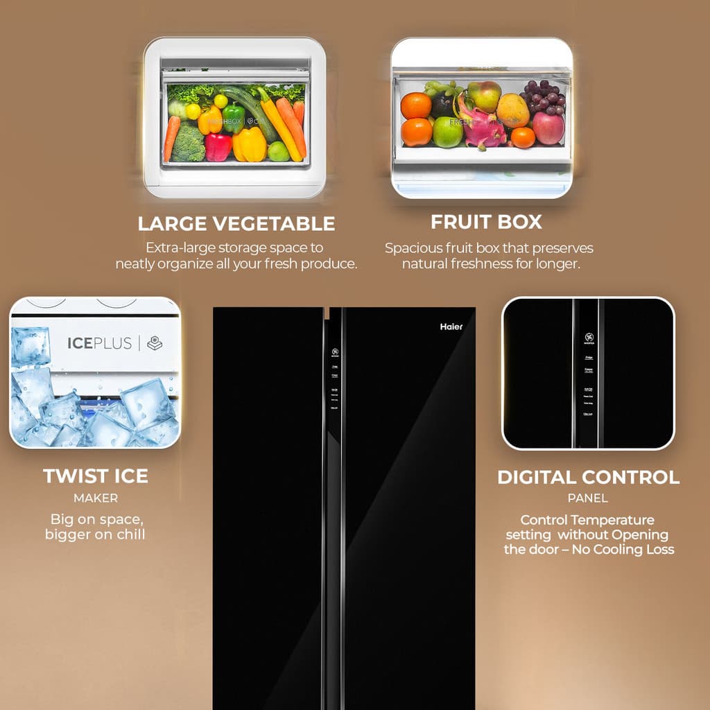 Haier 602 L Frost Free Side by Side Convertible Refrigerator with |100% Convertible|Expert Inverter|Digital Display Panel|Jumbo Ice Maker|Deo Fresh Technology