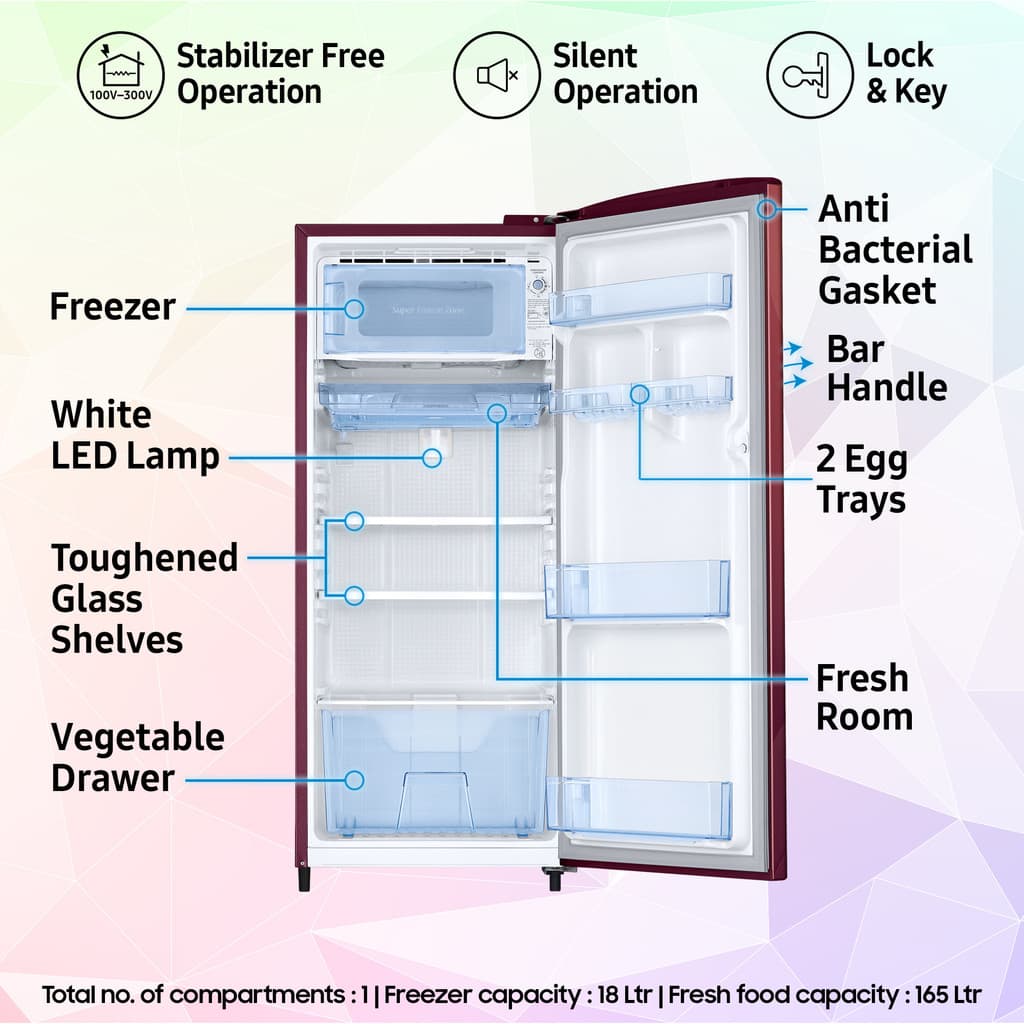 Samsung 183 L Direct Cool Single Door 3 Star Refrigerator