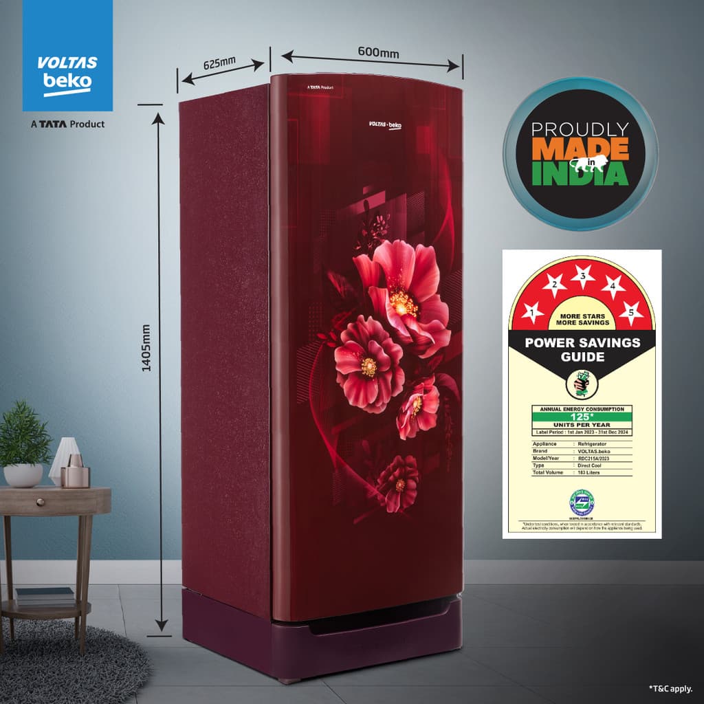 Voltas Beko 183 L Direct Cool Single Door 5 Star Refrigerator