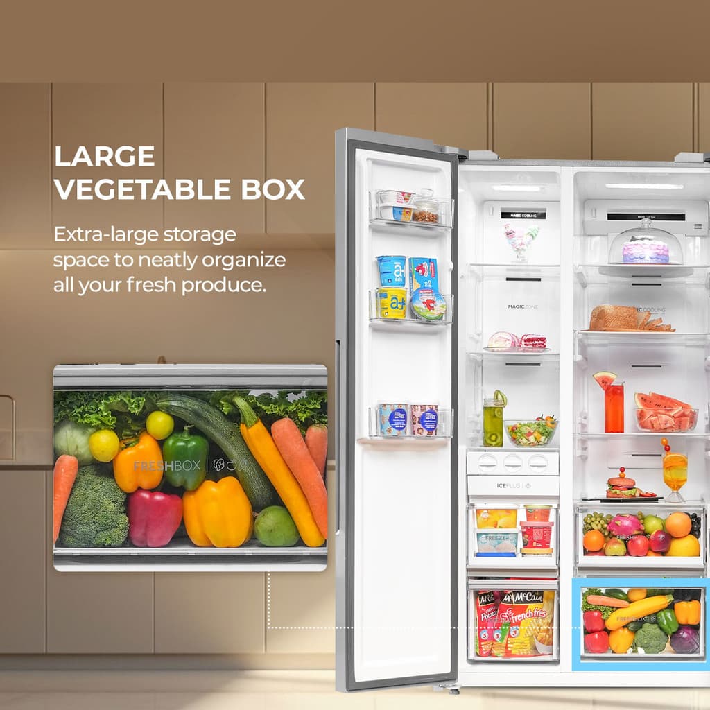 Haier 596 L Frost Free Side by Side Convertible Refrigerator with 100% Convertible Fridge SpaceDigital Control Panel360 Degree CoolingMagic Convertible ZoneExpert Inverter 2-Door