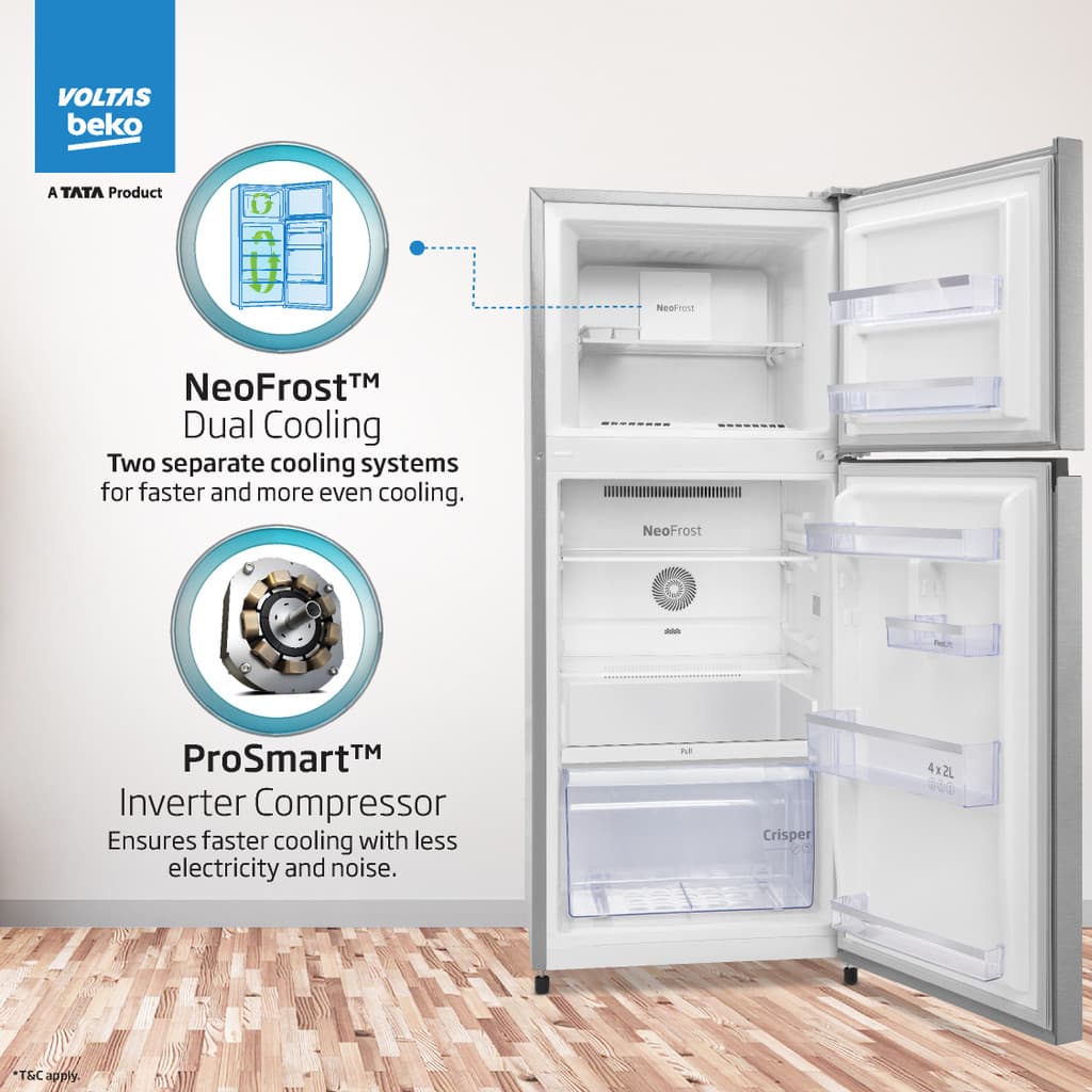 Voltas Beko 243 L Frost Free Double Door 2 Star Refrigerator
