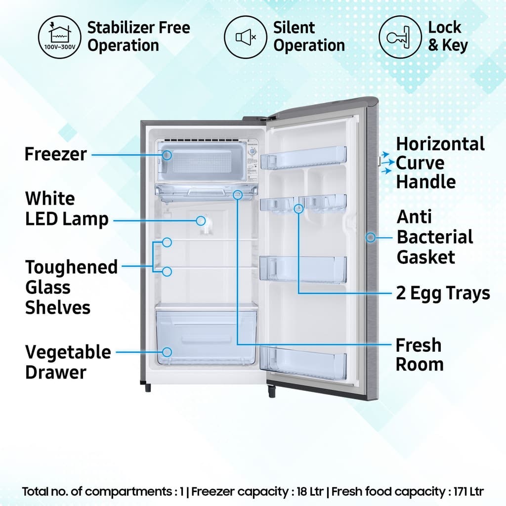 Samsung 189 L Direct Cool Single Door 4 Star Refrigerator