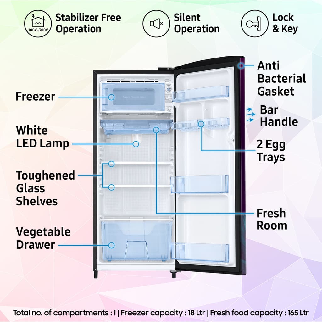 Samsung 183 L Direct Cool Single Door 4 Star Refrigerator
