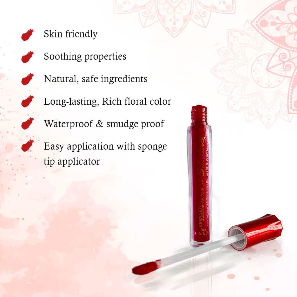 KEYA SETH AROMATHERAPY Aromatic 100% Natural Liquid Sindoor Maroon with Sponge-Tip- Applicator- Long Lasting Chemical Free & Waterproof with Floral Pigment (5ml X 2) Sindoor