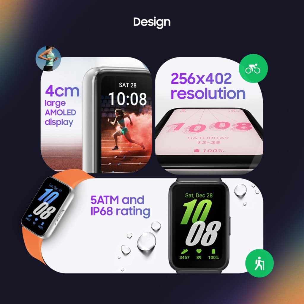 Samsung Galaxy Fit3 | AMOLED Display & Aluminium Body | Upto 13Day Battery | 5ATM & IP68
