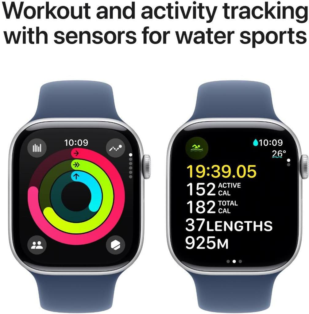 Apple Watch Series 10 GPS 46mm Silver Aluminium with Denim Sport Band