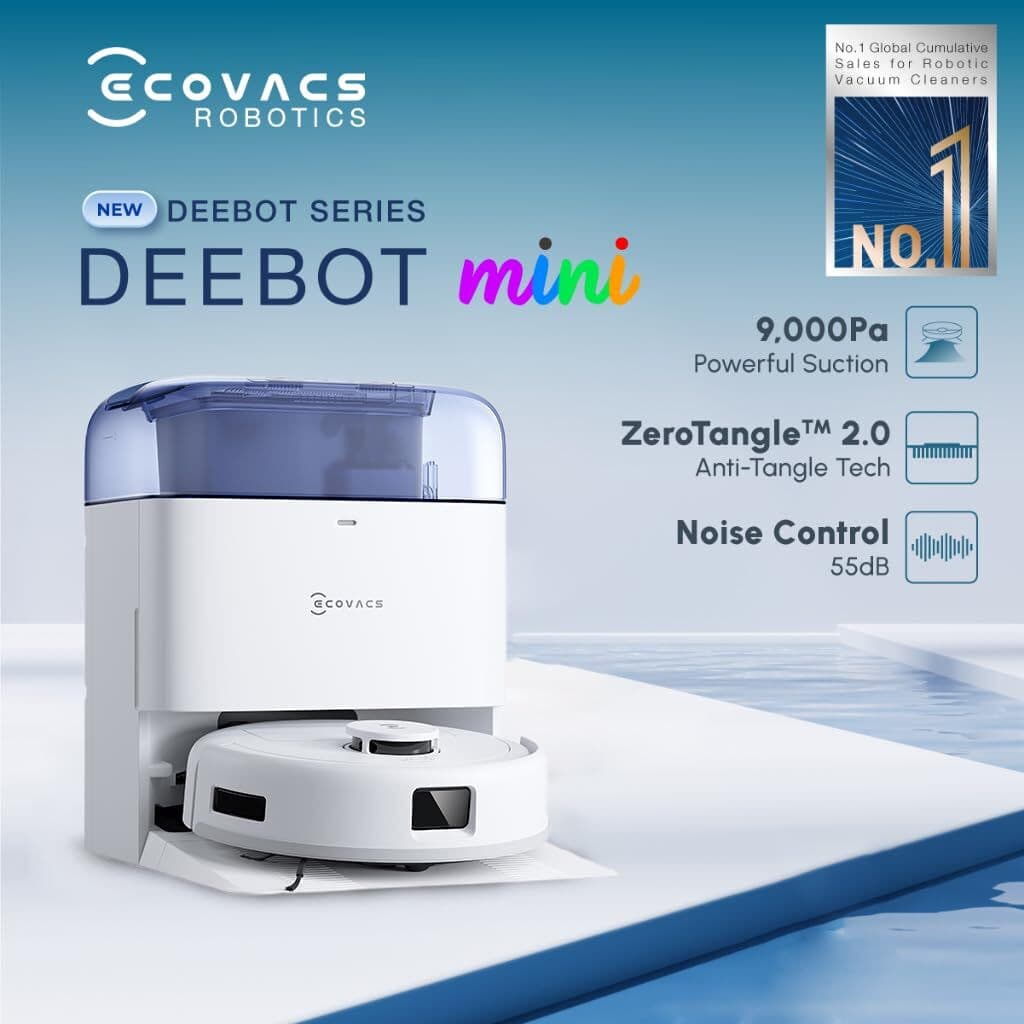 ECOVACS DEEBOT MINI Robotic Floor Cleaner with 2 in 1 Mopping and Vacuum, Anti-Bacterial Cleaning (WiFi Connectivity, Google Assistant and Alexa)