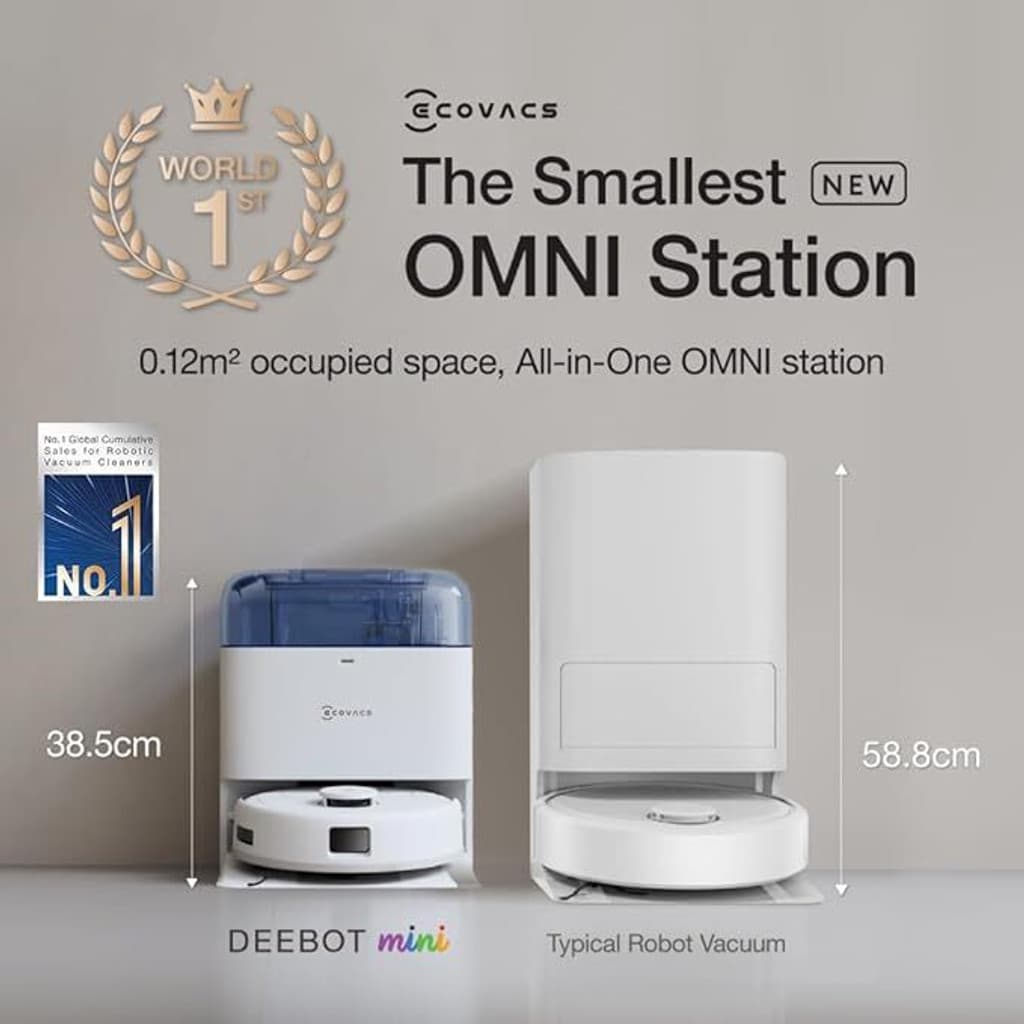 ECOVACS DEEBOT MINI Robotic Floor Cleaner with 2 in 1 Mopping and Vacuum, Anti-Bacterial Cleaning (WiFi Connectivity, Google Assistant and Alexa)