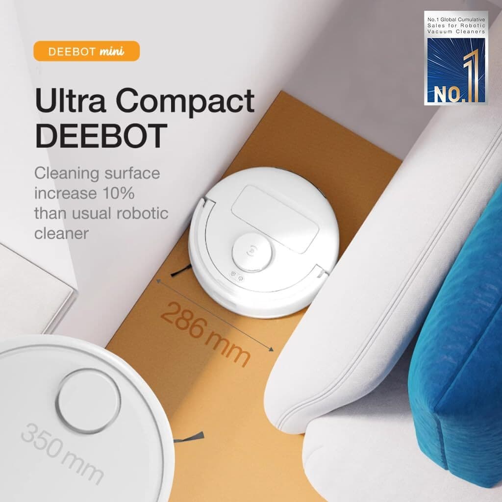 ECOVACS DEEBOT MINI Robotic Floor Cleaner with 2 in 1 Mopping and Vacuum, Anti-Bacterial Cleaning (WiFi Connectivity, Google Assistant and Alexa)