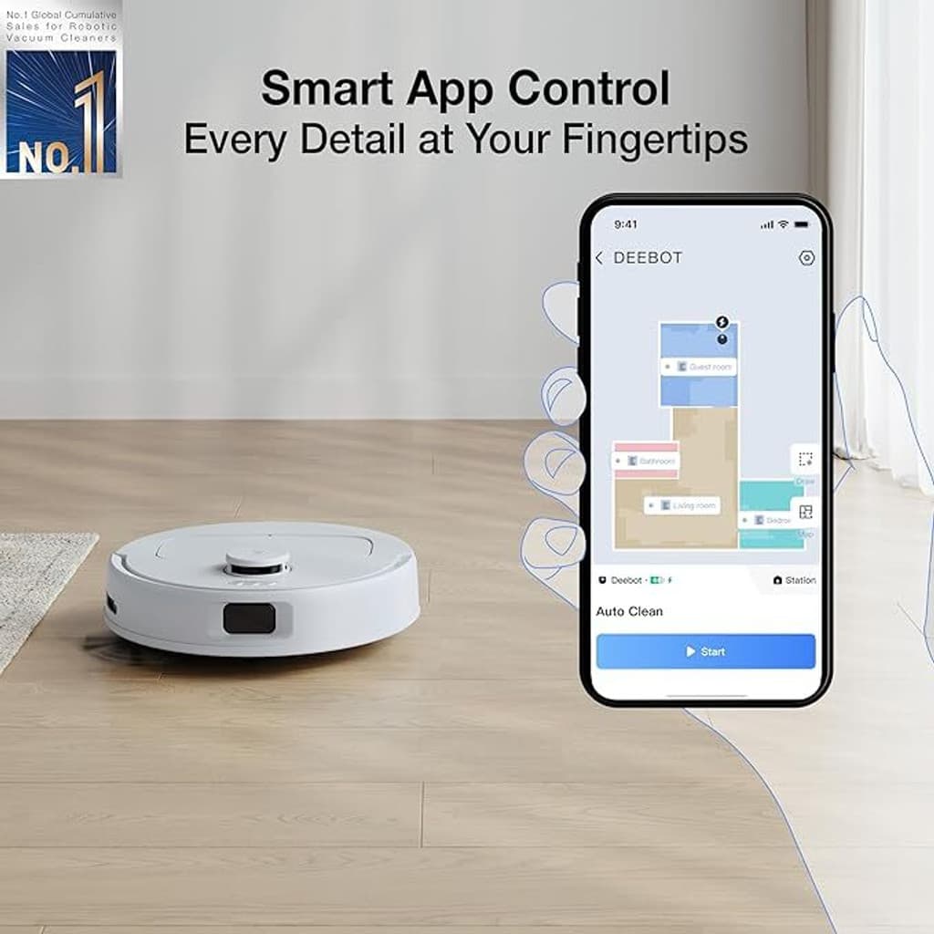 ECOVACS N30 Robotic Floor Cleaner with 2 in 1 Mopping and Vacuum (WiFi Connectivity, Google Assistant and Alexa)