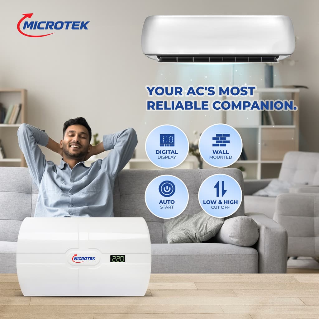 Microtek SMART EM4160+ Wall Mounted Automatic Voltage Stabilizer, Working Power 160V-285V