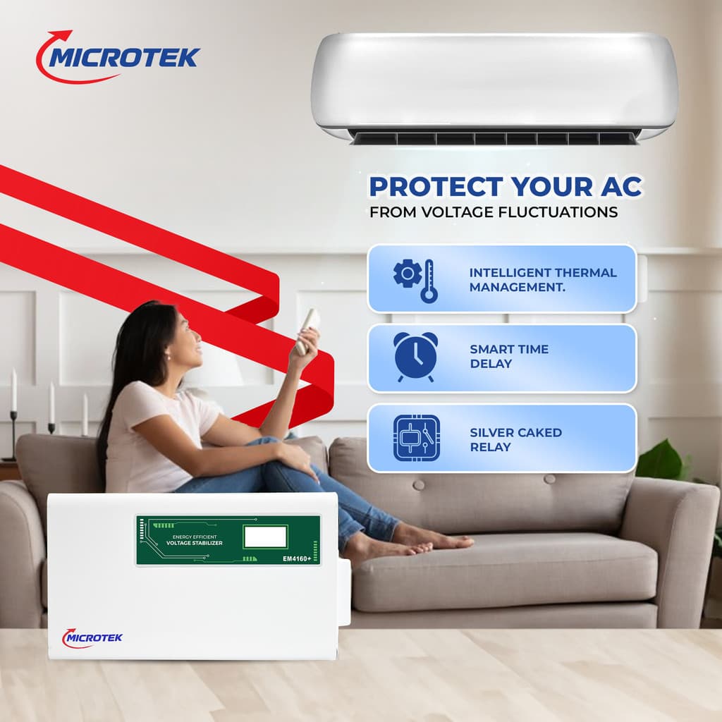 Microtek EM4160+ Digital Display For AC upto 1.5Ton (160V-285V) Voltage Stabilizer
