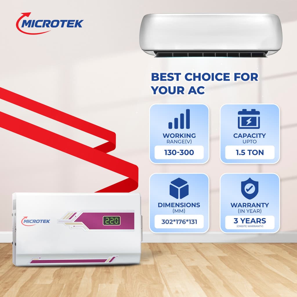 Microtek PEARL EM4130+ WHITE (130V TO 300V) INVERTER SERIES AC STABILIZER