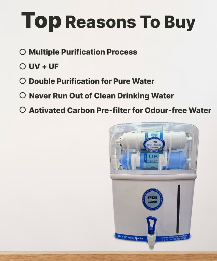 KENT ULTRA STORAGE 8 L UV + UF Water Purifier Suitable for Tap | Municipal water