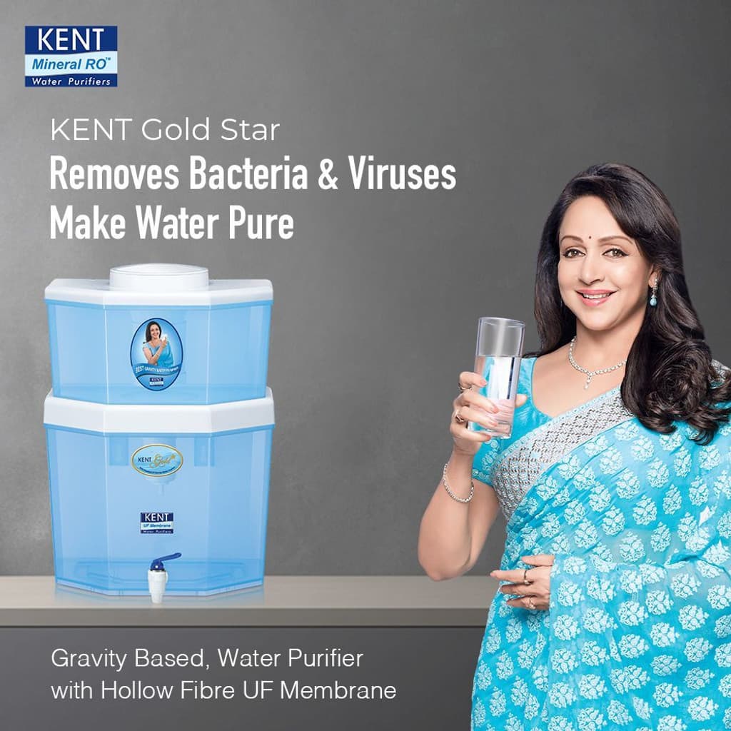 KENT GOLD STAR 22 L Gravity Based + UF Water Purifier Water Purifier | UF Technology Based | Non-Electric & Chemical Free Purification Process | Counter Top | 22L Storage Tank | Suitable for Low TDS Water Upto 150 |