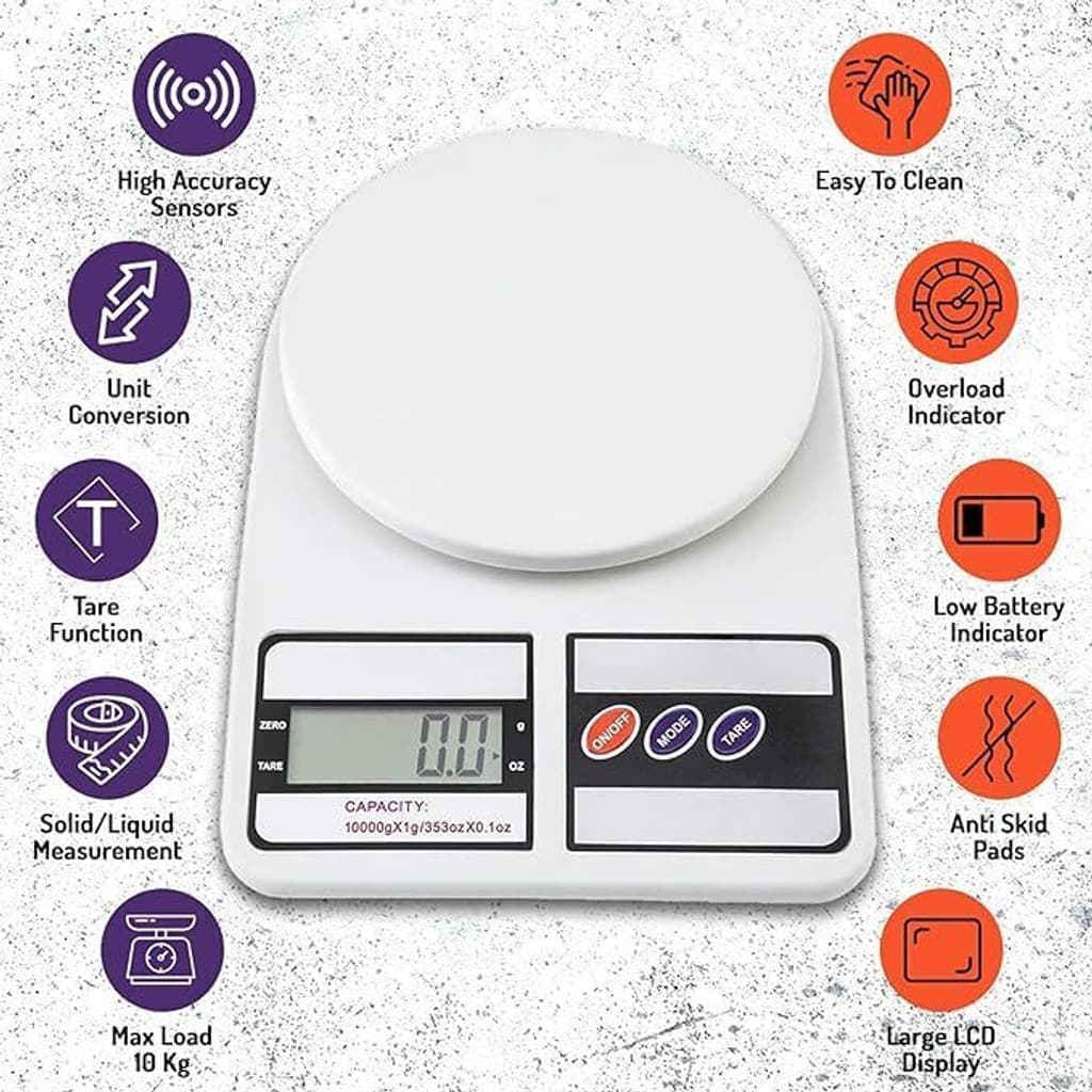 NUCLETRIC Electronic Digital Kitchen Scale 10kg For Home Baking, Fitness & Balanced Diet Weighing Scale