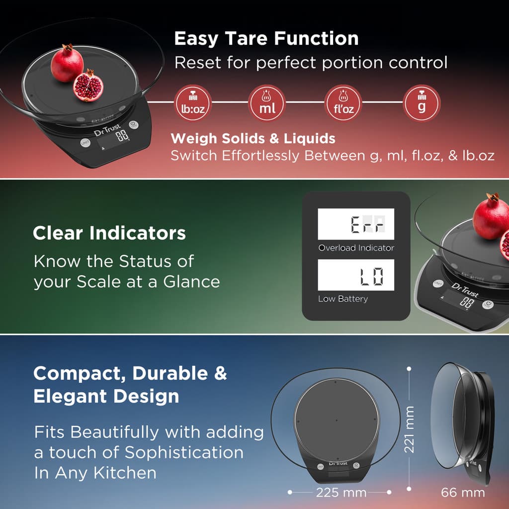 Dr Trust USA Digital Food Weight Machine 531 with BPA free bowl Weight Loss (5kg) Kitchen Weighing Scale