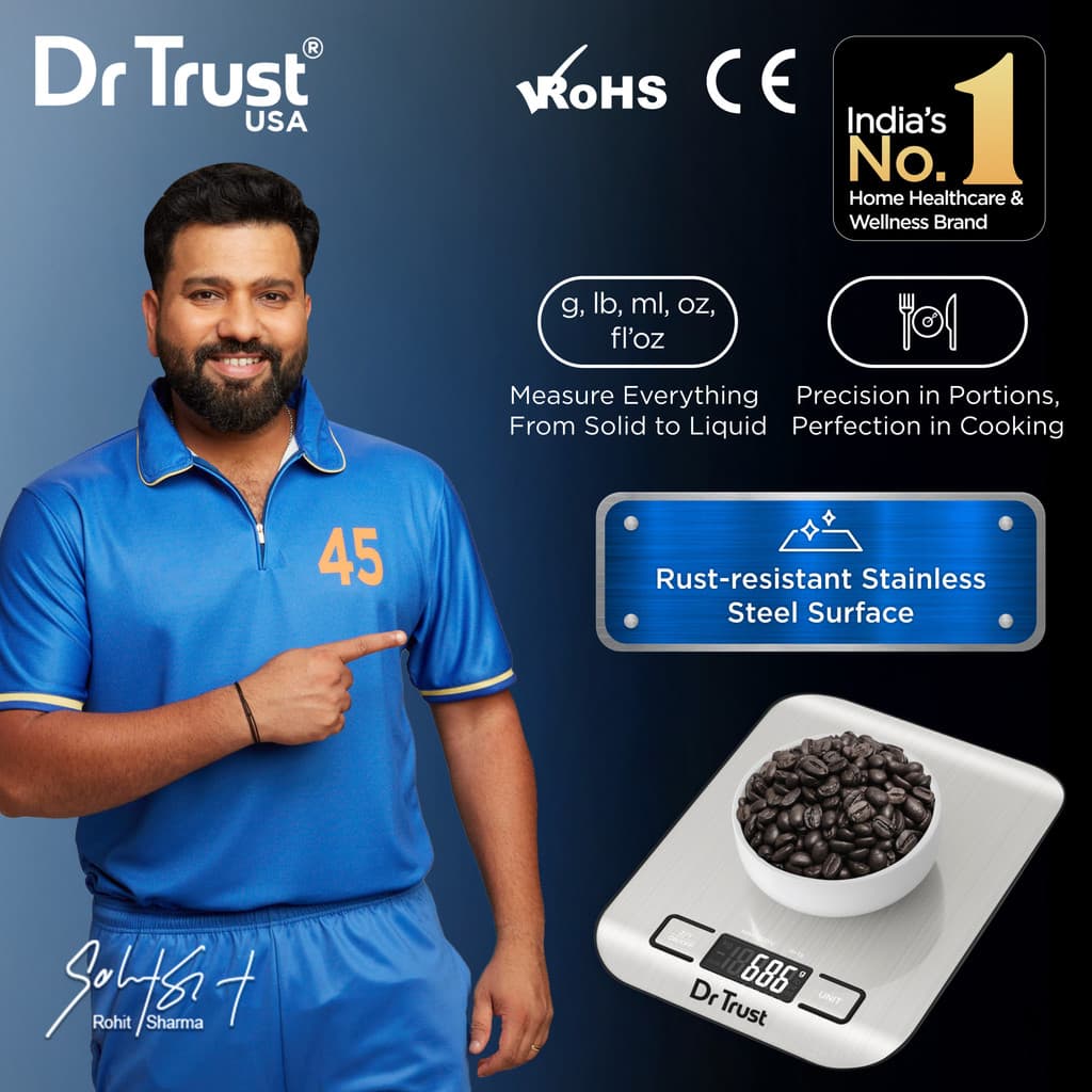 Dr Trust USA 529 Electronic Digital Food Weight Machine Stainless Steel (5Kg) Kitchen Weighing Scale
