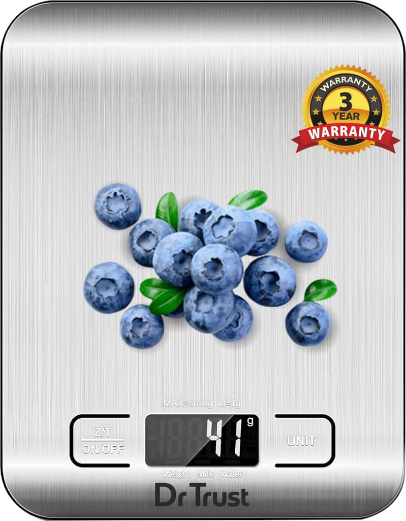 Dr Trust USA 529 Electronic Digital Food Weight Machine Stainless Steel (5Kg) Kitchen Weighing Scale