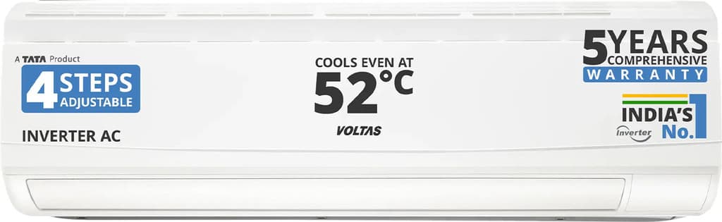 Voltas 2025 Model 1.5 Ton 5 Star Split Inverter 4-IN-1 Adjustable Mode | Energy Efficient | High Ambient Cooling (even at 52�C) | Anti-Dust Filter with Anti-Microbial Coating | Auto Clean AC