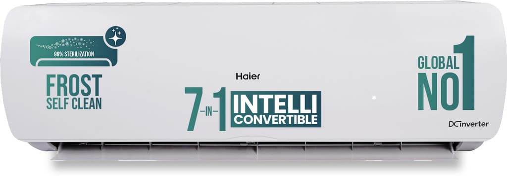 Haier 2025 Model 1.5 Ton 5 Star Split Inverter Intelli-Convertible 7 in1 ConvertibleHD Filter, Frost Self Clean, Upto 20 M air Flow, Hyper PCB AC