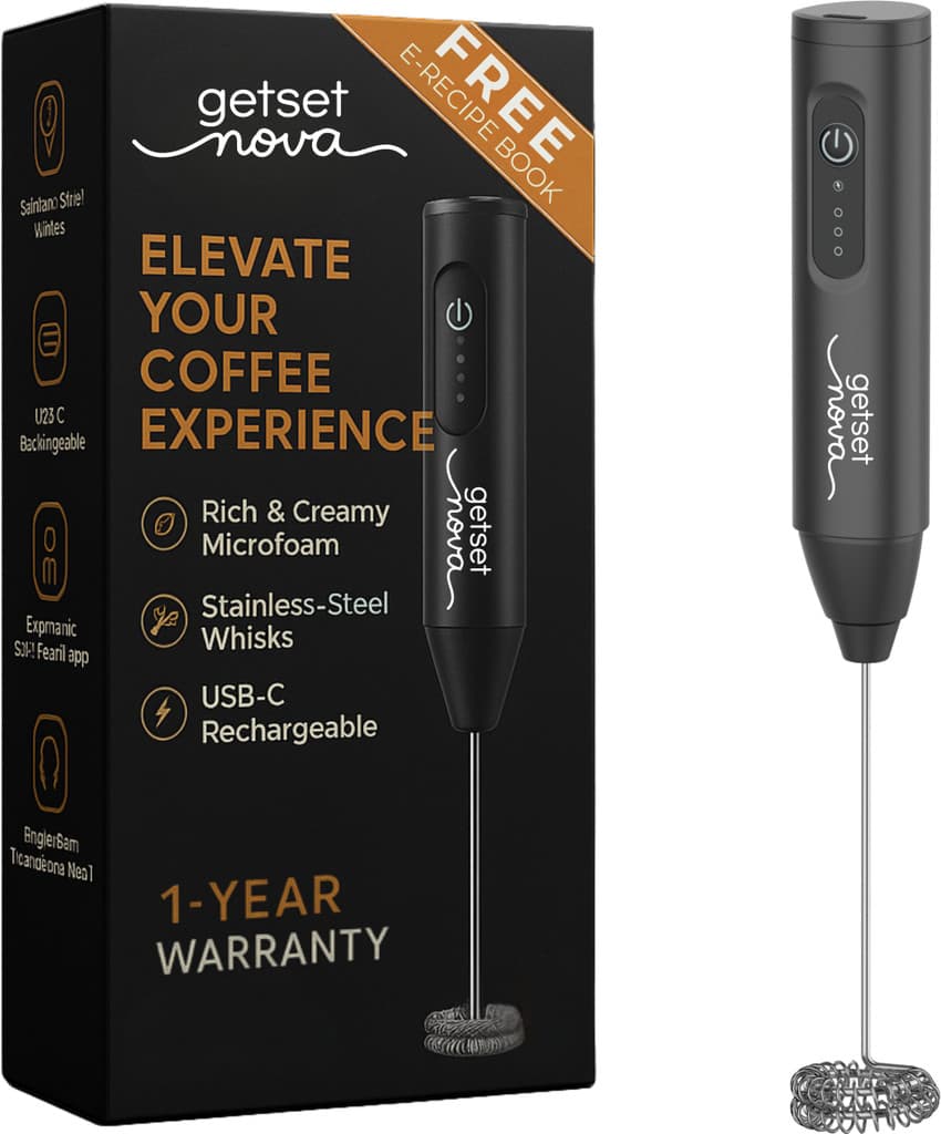 GetSetNova 50 W Black, Coffee Blender, Coffee Frother, Coffee Beater Electric Whisk, Stand Mixer, Hand Blender