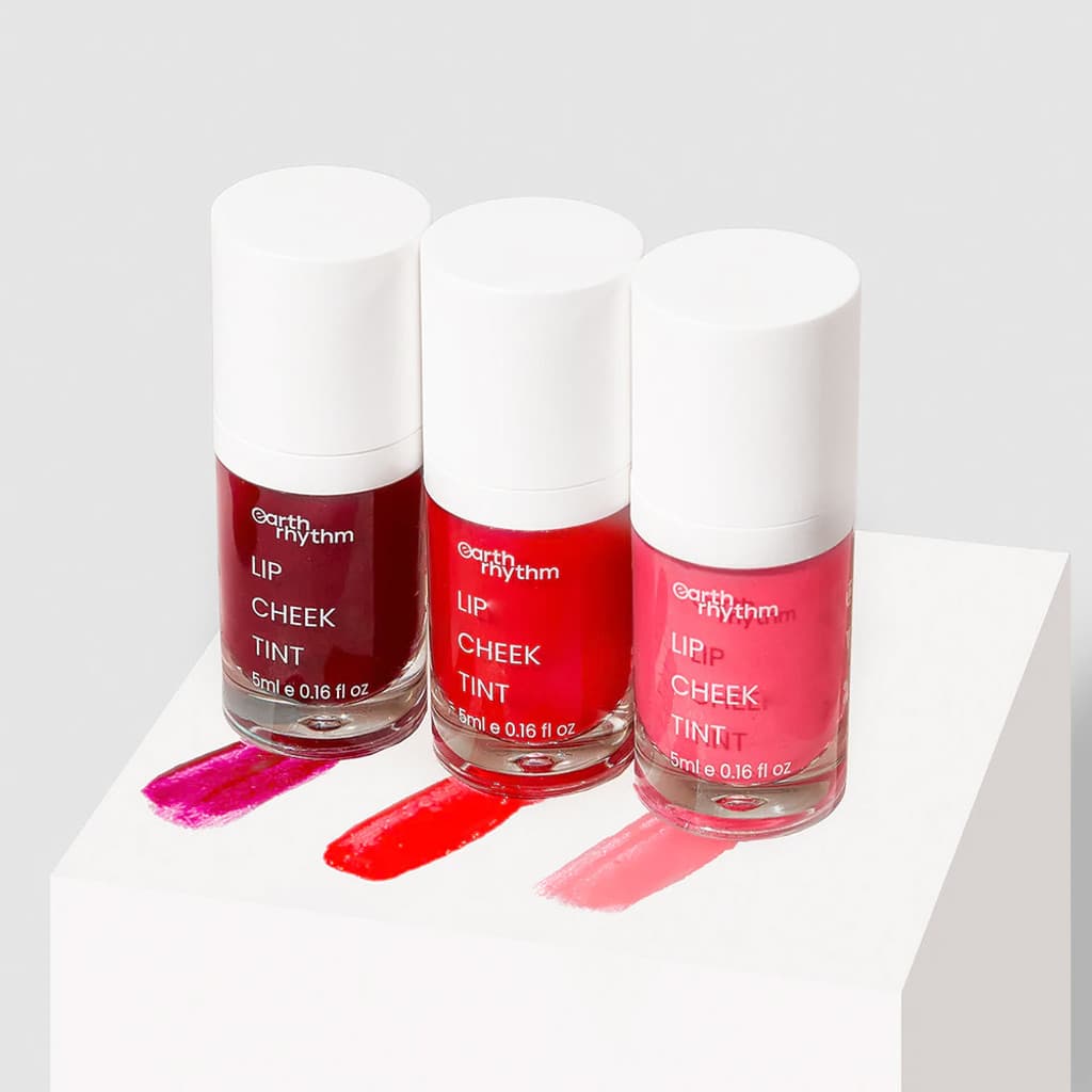 Earth Rhythm Lip, Cheek & Eye Shadow Limited Edition Kit, for Women & Girls (Set of 3) Cherry, Mermaid, Brandy