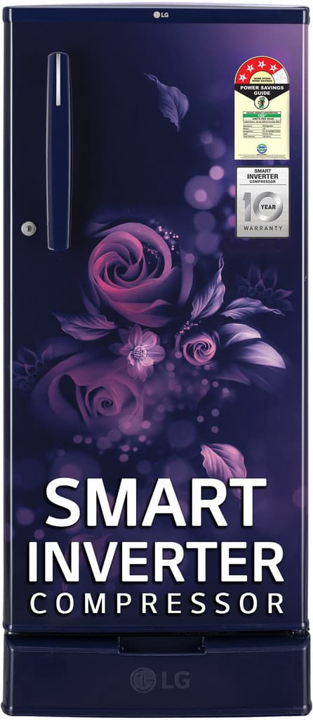 LG 185 L Direct Cool Single Door 4 Star Refrigerator with Base Drawer with Smart Inverter Compressor, Auto Smart Connect, Fast Ice Making