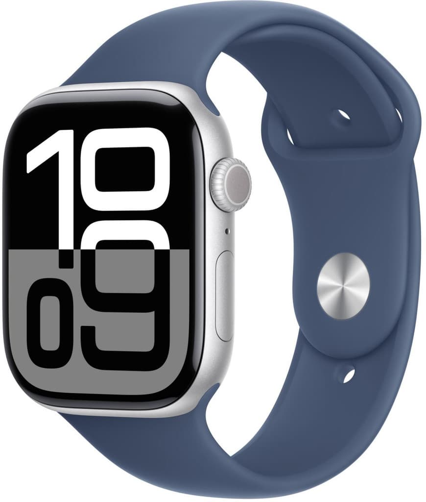 Apple Watch Series 10 GPS 46mm Silver Aluminium with Denim Sport Band