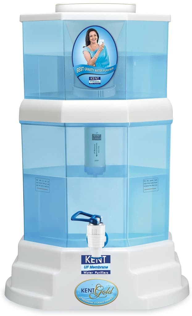 KENT Gold 20 L Gravity Based + UF Water Purifier Water Purifier | UF Technology Based | Non-Electric & Chemical Free | Counter Top | 20L Storage |
